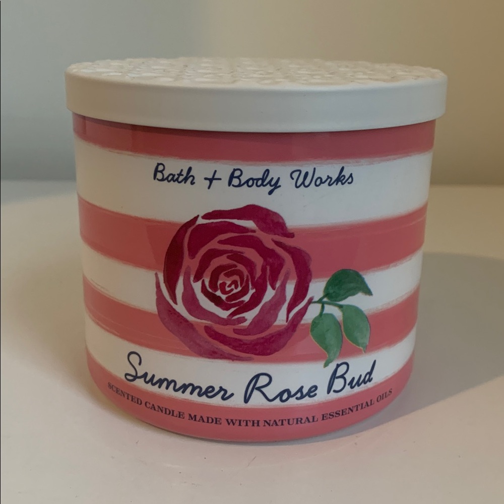 SUMMER ROSE BUD 3 Wick Candle bath body works